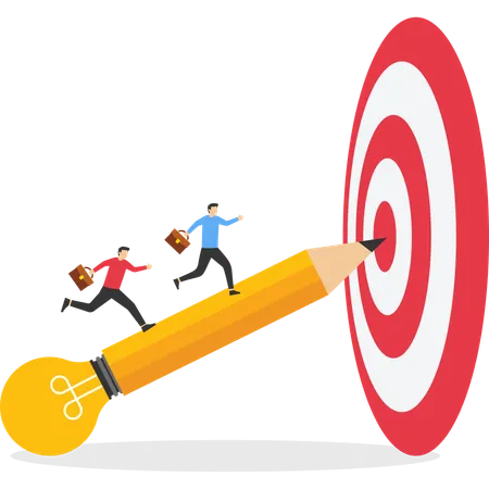 Business people working on target achievement  Illustration