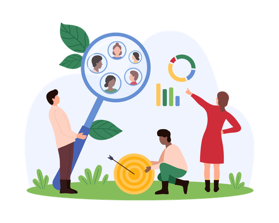 Business people working on target audience  Illustration