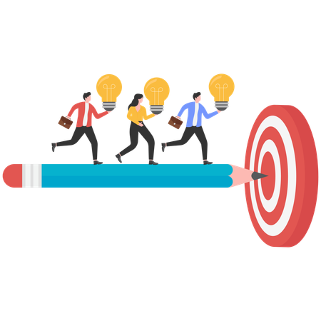 Business people working on target idea  Illustration