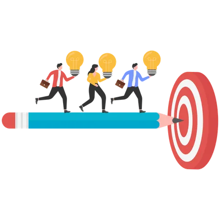 Business people working on target idea  Illustration