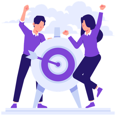 Business people working on business target  Illustration