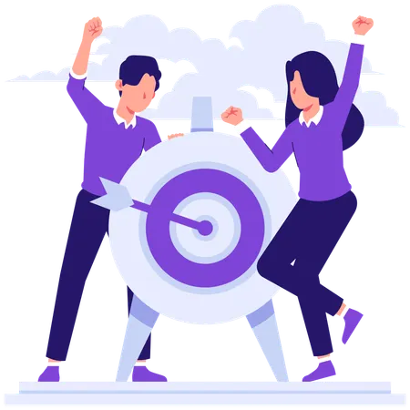 Business people working on business target  Illustration