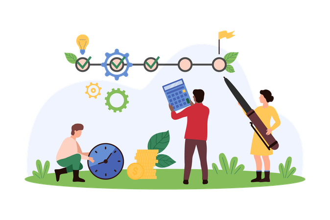 Business people working on task management  Illustration