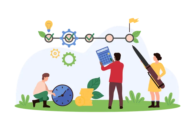 Business people working on task management  Illustration