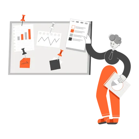 Business person working on task management Illustration