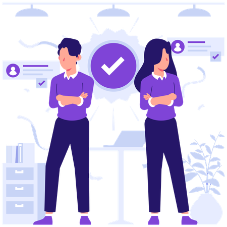 Business people working on business verification  Illustration