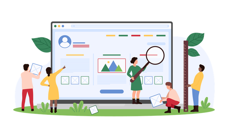 Business people working on website designing  Illustration