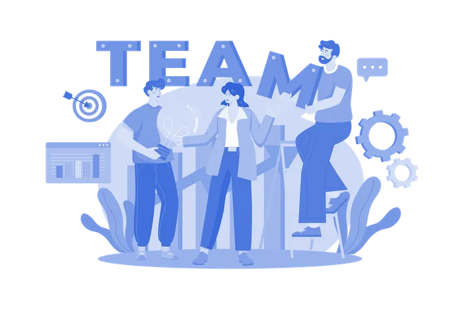Business People Working Together As A Team Illustration