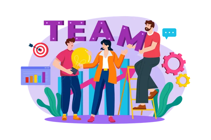 Business people working together as a team Illustration