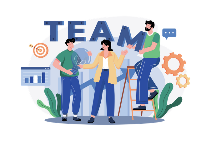 Business people working together as a team Illustration