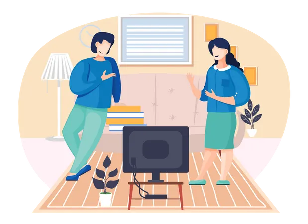 Business people working together at home Illustration