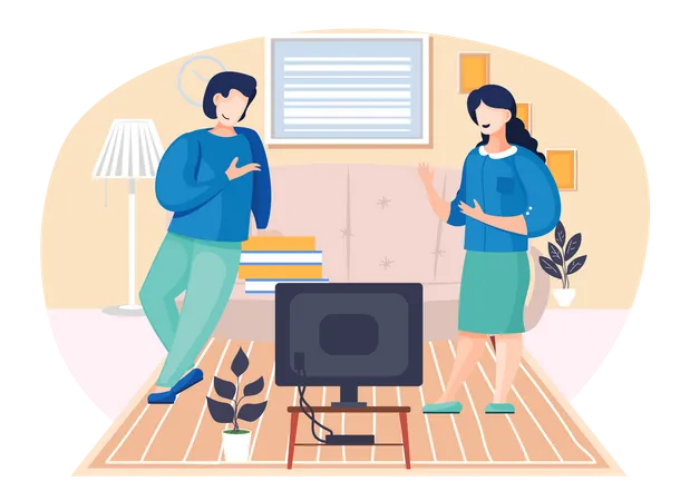 Business people working together at home  Illustration