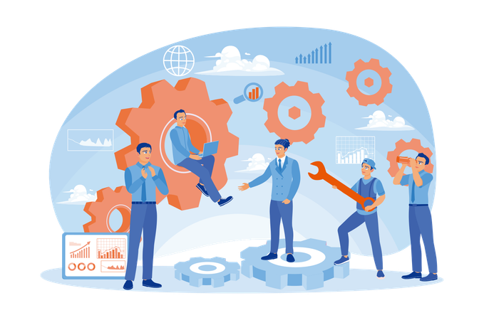 Business people working together in company  Illustration