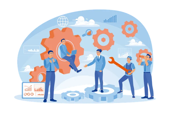 Business people working together in company  Illustration