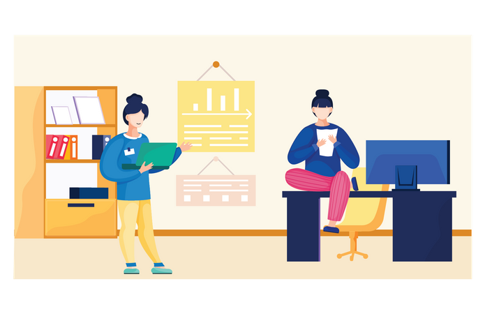 Business people working together in office  Illustration