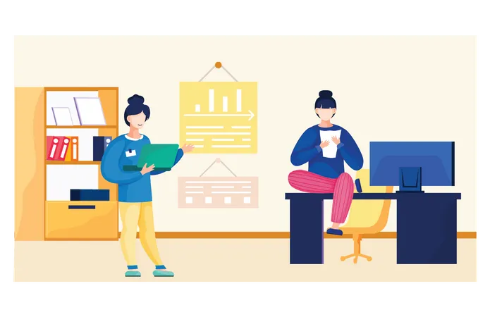 Business people working together in office  Illustration