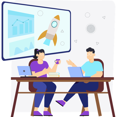 Business people working together on business startup  Illustration