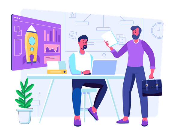 Business people working together on business startup Illustration