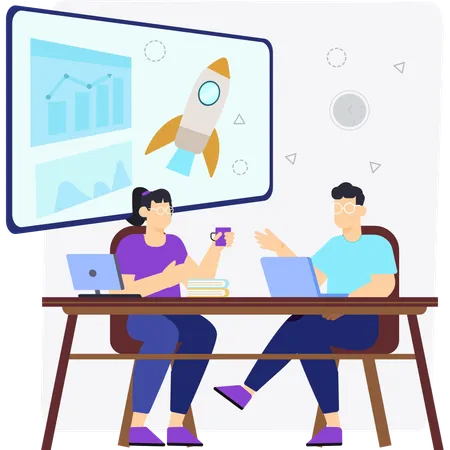 Business people working together on business startup  Illustration