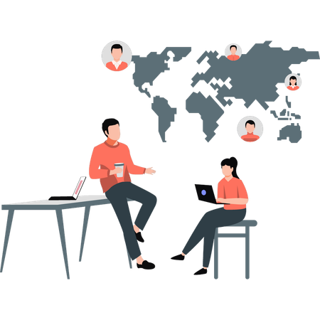 Business people working virtual together  Illustration