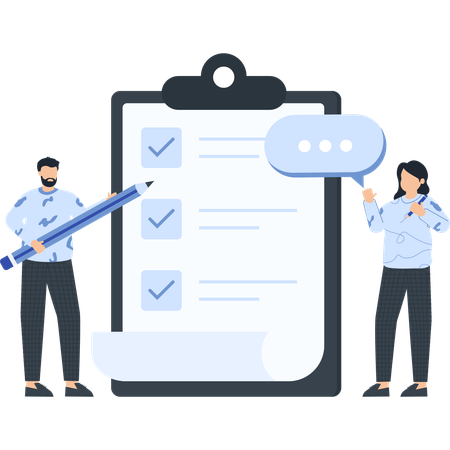Business people working with business checklist  Illustration