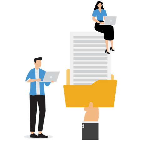 Business people working with business document  Illustration