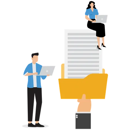 Business people working with business document  Illustration