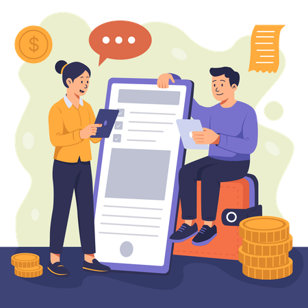 Business People Working With Expense Management  Illustration