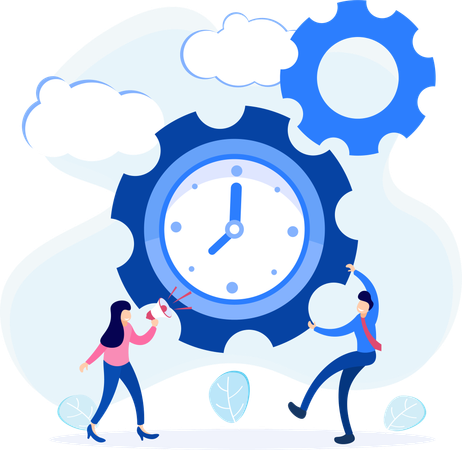 Business people working with time  Illustration