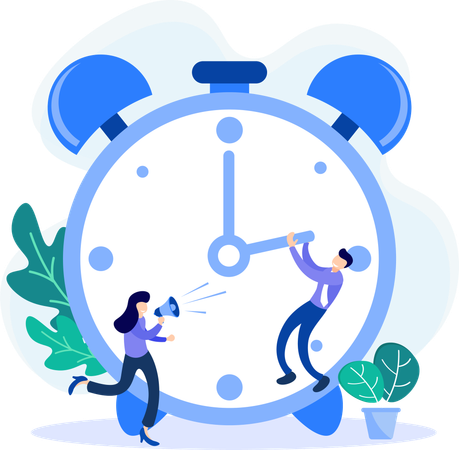 Business people working with time management  Illustration