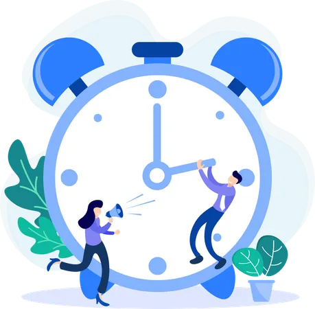 Business people working with time management  Illustration