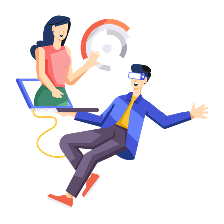 Business people working with VR Business  Illustration