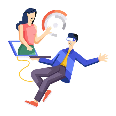 Business people working with VR Business  Illustration