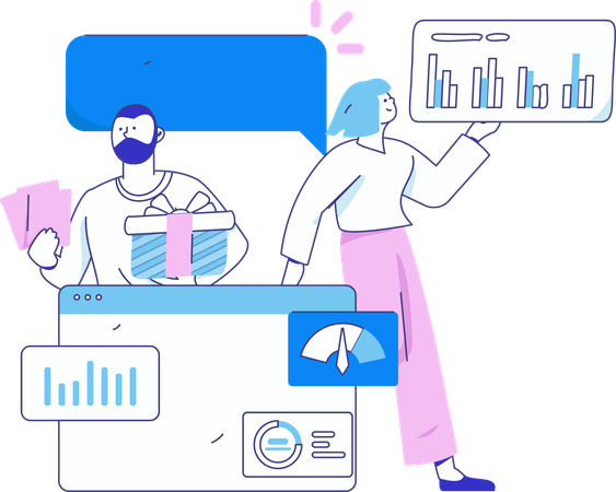 Business people works on analysis data  Illustration