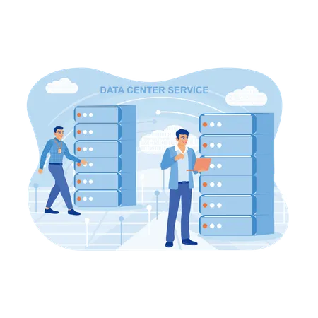 Business people works on data management  Illustration