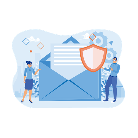 Business people works on email security  Illustration