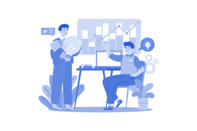 Business People Works On Business Innovation  Illustration