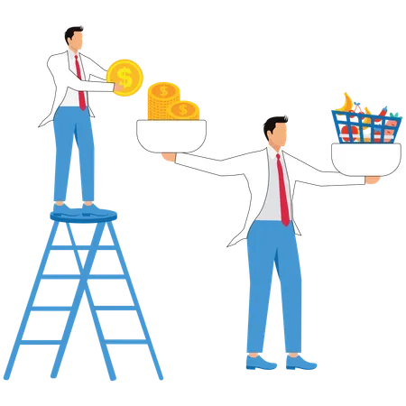 Business people works on market pricing details  Illustration