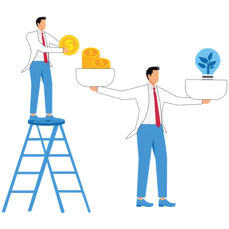 Business people works with Ecology law and costs balance Illustration