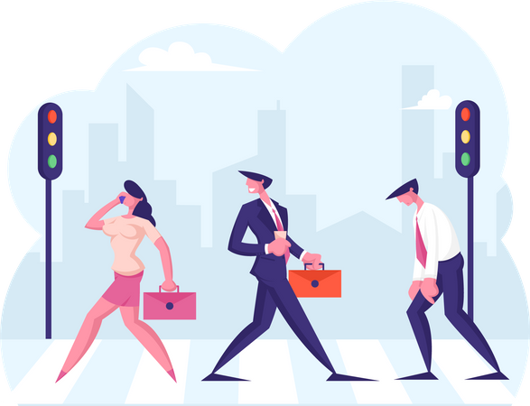 Business peoples commuting towards offices Illustration