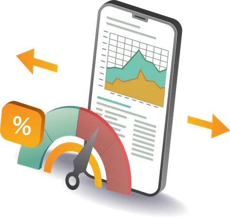 Business performance with analysis report  Illustration