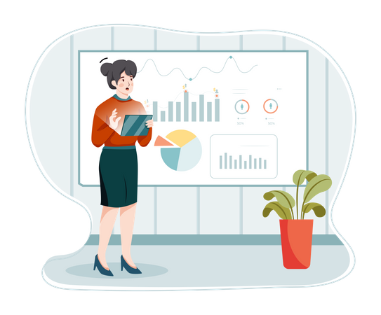 Business person analyzing data  Illustration