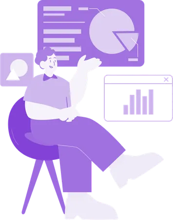 Business person Analyzing Graph  Illustration