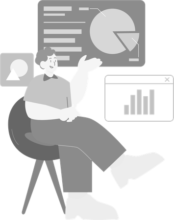 Business person Analyzing Graph  Illustration
