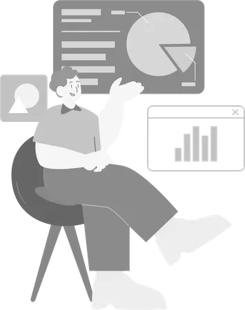 Business person Analyzing Graph  Illustration