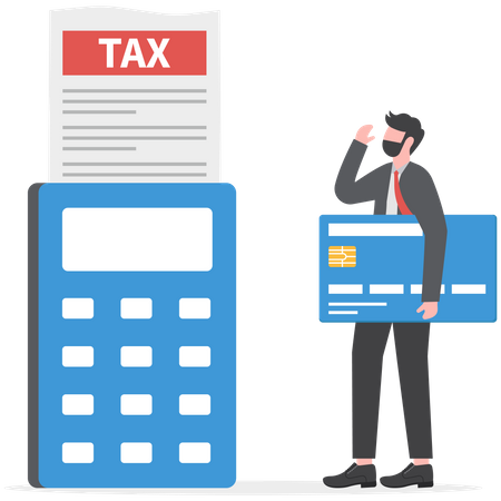 Business person calculating document for taxes  Illustration