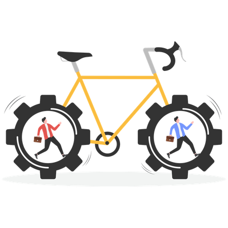 Business person collaborate with each other to make progress  Illustration