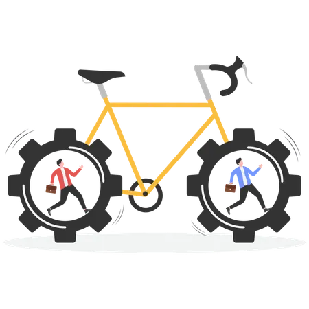 Business person collaborate with each other to make progress  Illustration