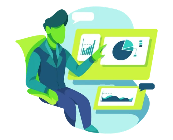 Business person doing Data Research  Illustration