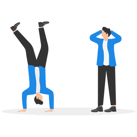 Business person doing handstand  Illustration